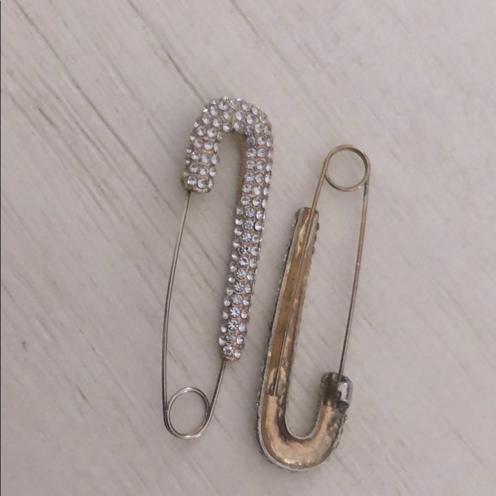 Rhinestoned paperclip earrings